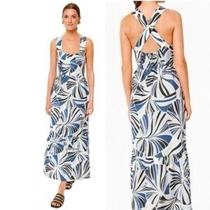 Tuckernuck Alston Dress S | Blue Palm Criss-Cross Back Maxi
